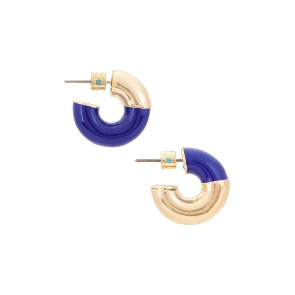 Roxanne Assoulin True Blue Chubbies Earrings in Shiny Gold & Blue - Picture 2 of 5